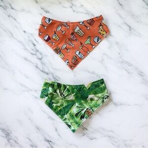 DOG Bandana - Cocktails & Green Leaves (Reversible) - Size M Medium